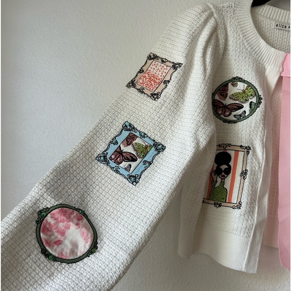 Alice + Olivia Kitty Stace Face Frame Wool Blend Cardigan - Picture 10 of 14